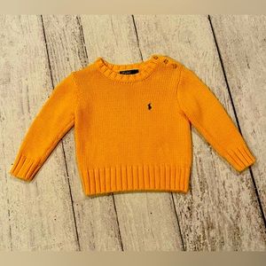 Polo by Ralph Lauren Sweater 2T, Marigold yellow, long sleeve, 3 button shoulder